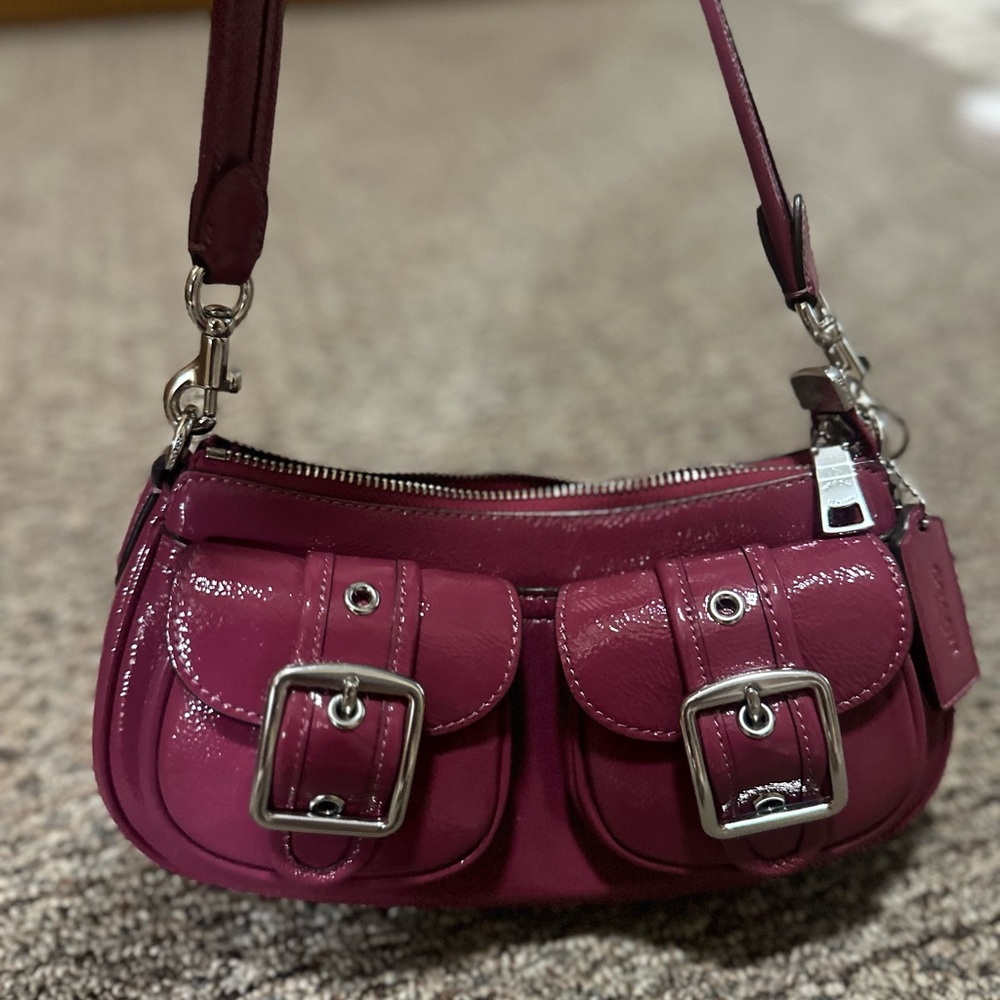Coach Purple/Pink Shoulder Bag with Signature Design